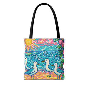 Tropical Beach Seagulls Tote Bag - 3 Sizes
