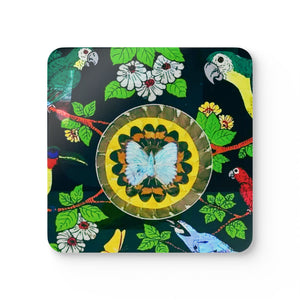 Coaster Set/4 - Parrots & Butterfly/Real Wings