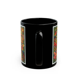 Tropical Parrot Black Mug — Colorful Jungle Scene Coffee Cup (11oz/15oz)