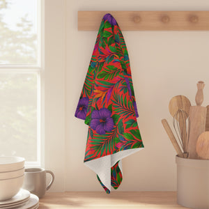Microfiber Coffee/Tea Towel – Rainforest Purple Blooms