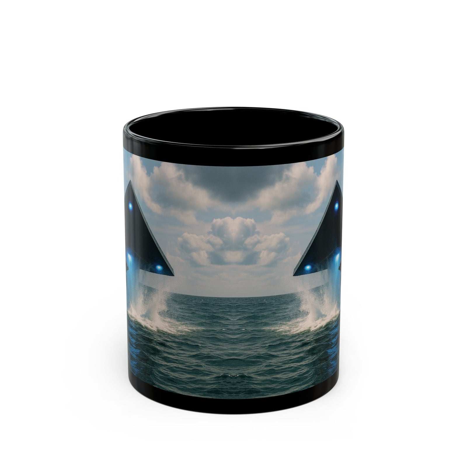 Black Coffee Mug - UFO & Dolphin