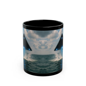 Black Coffee Mug - UFO & Dolphin