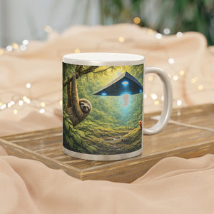 Tropical Metallic Mug, Gold or Silver - UFO & Sloth