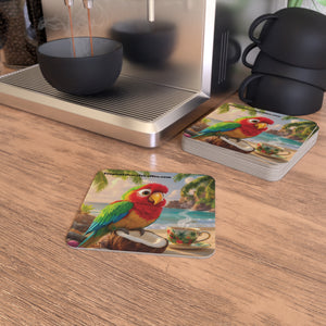 Cardboard Coaster Set — Tiki the Parrot Coffee Coasters (50/100 pcs)