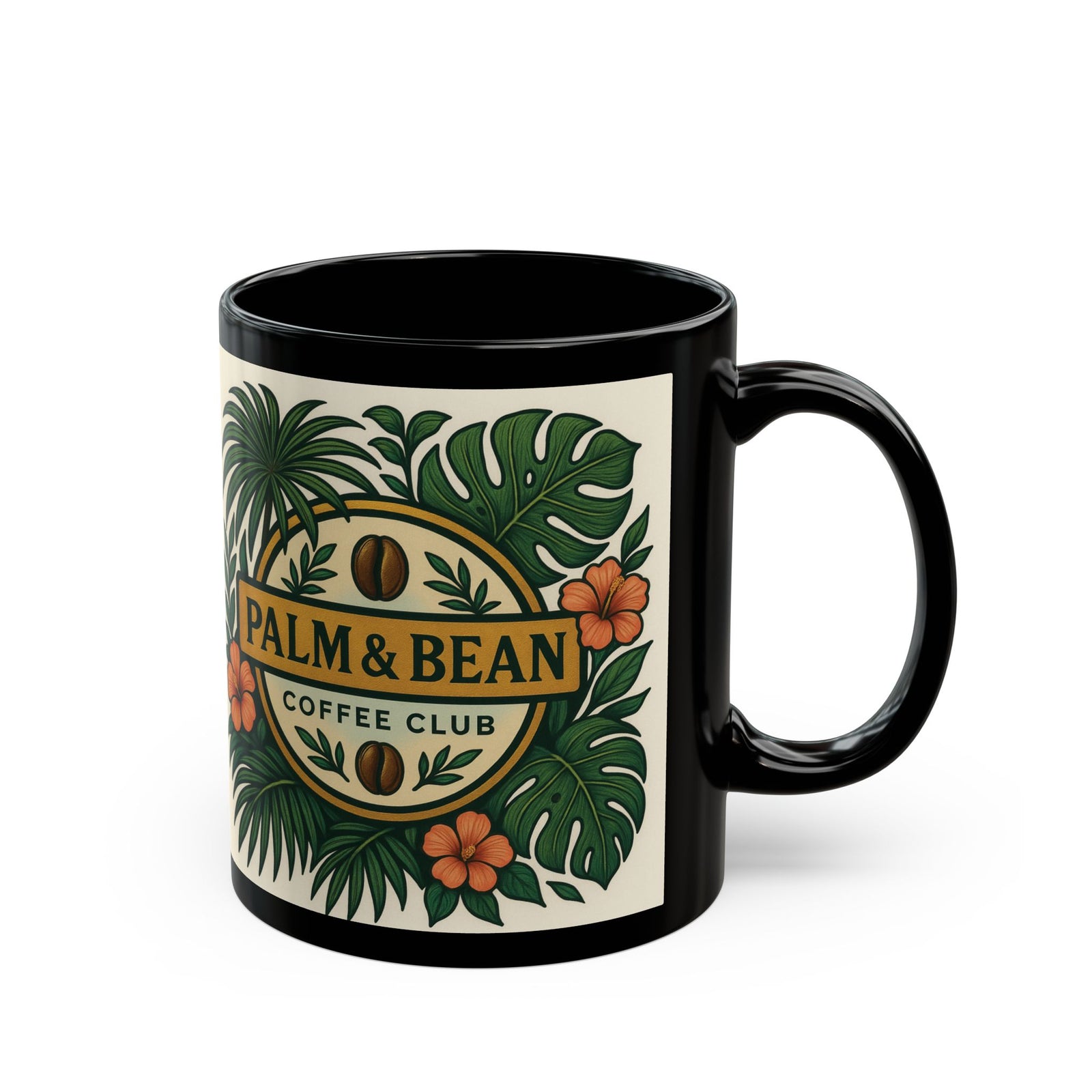 Black Coffee Mug - Palm & Bean Coffee Cub