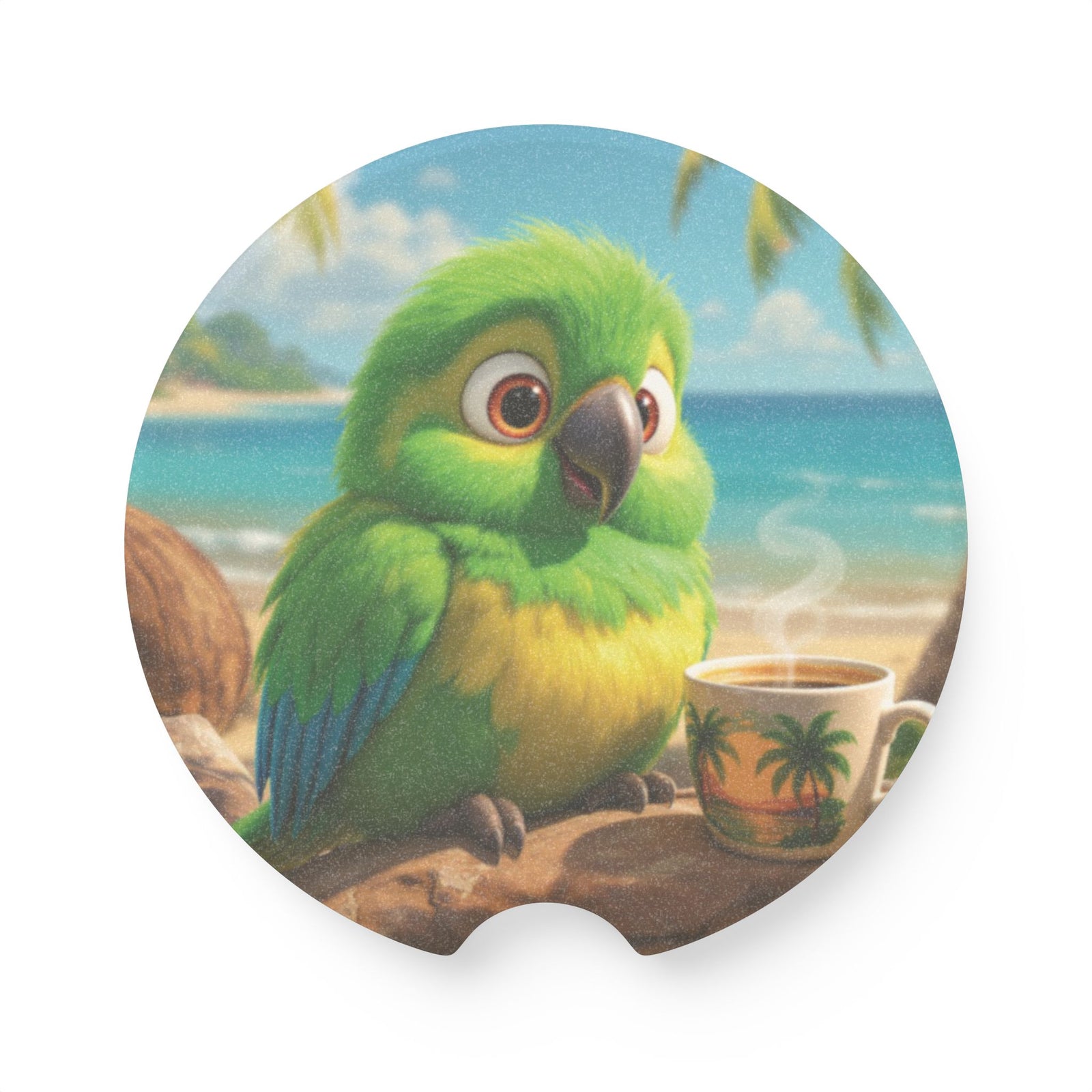 Soapstone Car Coaster - Lulu the Parrot
