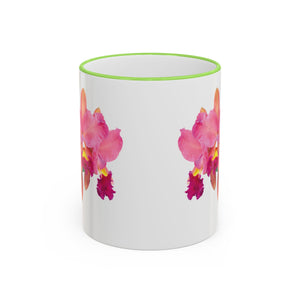 Accent Rim & Handle Mug – Pink Orchids