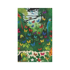 Tropical Microfiber Coffee/Tea Towel – Jungle Parrots & Butterflies