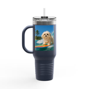 Puppy Ariel the Dog Surfer Insulated Travel Mug - 40oz - Perfect for Outdoor Adventures