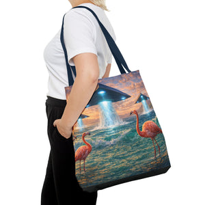 UFO and Flamingos Tote Bag - 3 Sizes