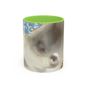 Colorful Mugs (11oz, 15oz), Disco White Pearl Oyster Macro