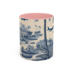 Accent Coffee Mug (11, 15oz), Tropical Travel Toile, Various Colors