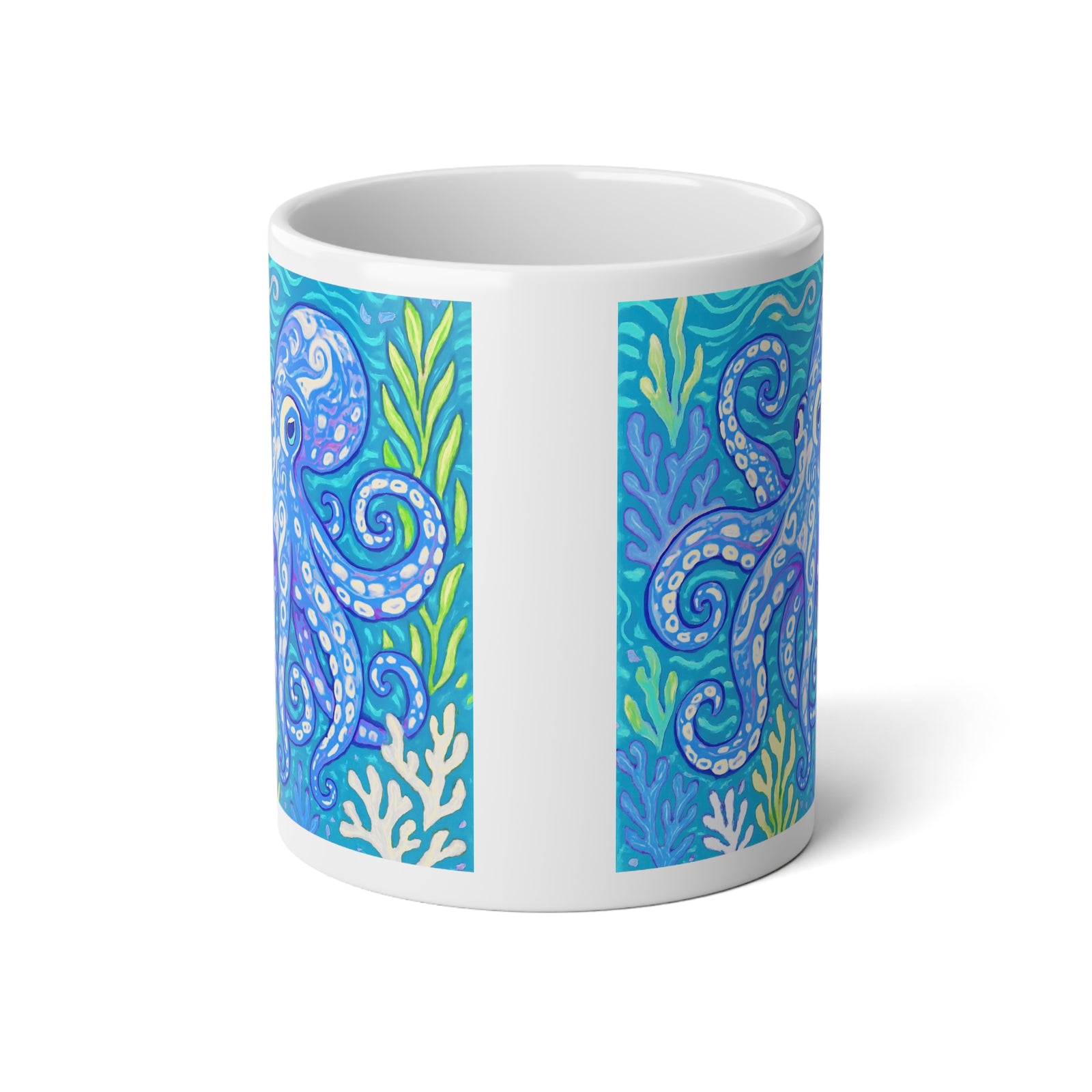 Jumbo Mug, 20oz, Octopus Kraken Joe , Blue | Tropical Coffee Cup