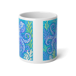 Jumbo Mug, 20oz, Octopus Kraken Joe , Blue | Tropical Coffee Cup