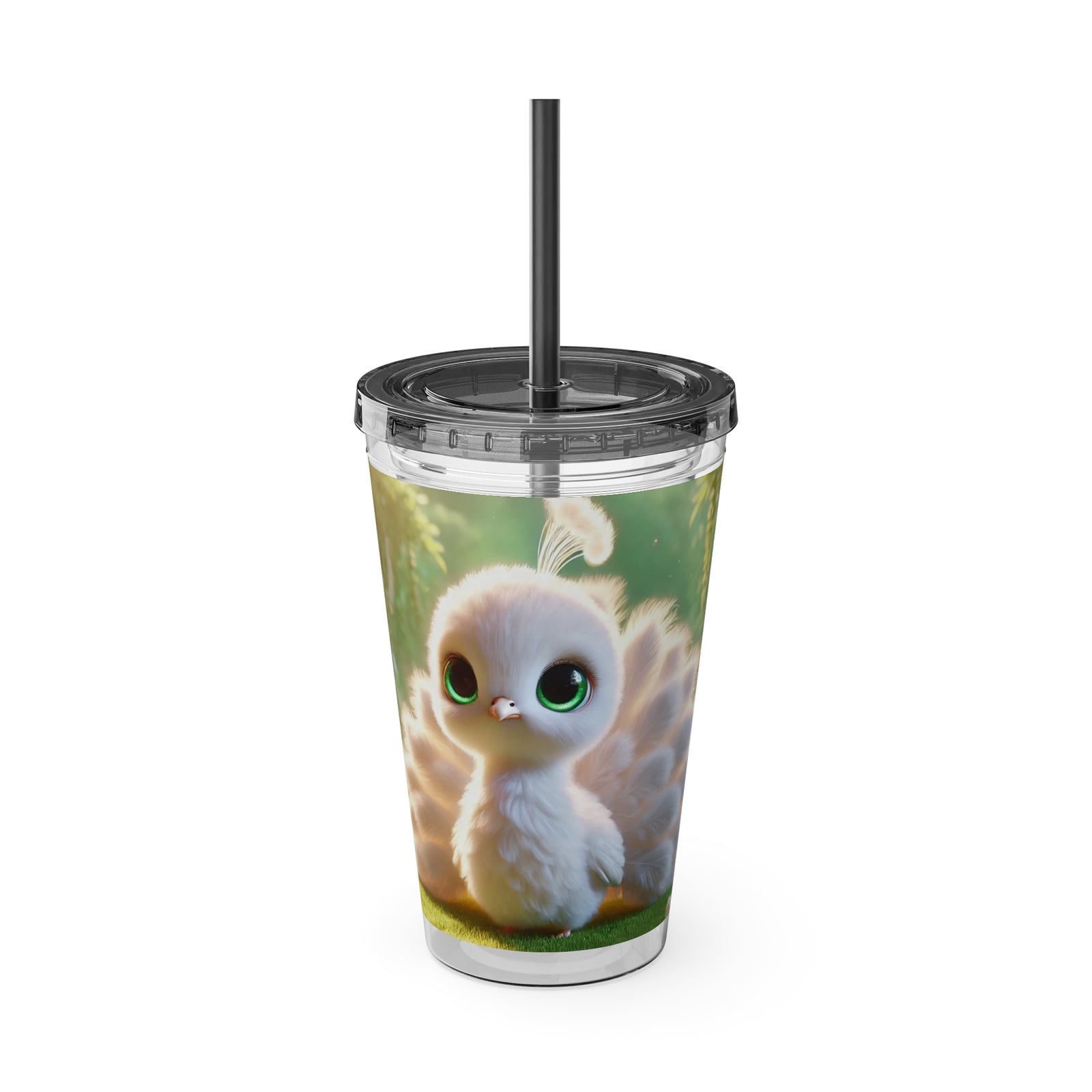 Tropical Tumbler with Straw | 16 oz: Baby White Peacock