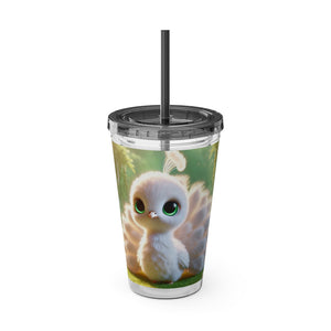 Tropical Tumbler with Straw | 16 oz: Baby White Peacock