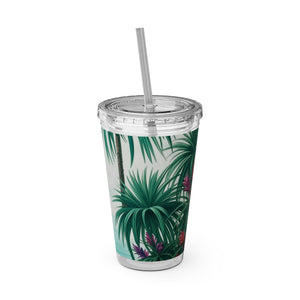Tropical Tumbler with Straw | 16 oz: Tiny Palm Island