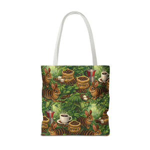 Tropical Rabbits & UFOs Tote Bag, Black - 3 Sizes