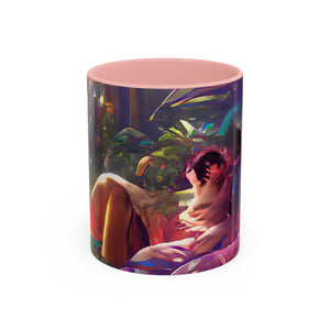 Accent Color Coffee Mug (11, 15oz) - Midnight Kiss in Tropical Garden