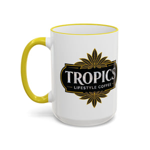 Accent Rim & Handle Mug – Tropics Lifestyle Coffee, Deco Long Logo