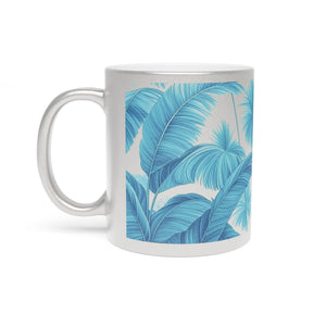 Tropical Metallic Mug, Gold or Silver - Palm Serenity, Turquoise