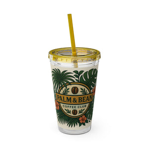 Tropical Tumbler with Straw | 16oz: Palm & Bean Coffee Club