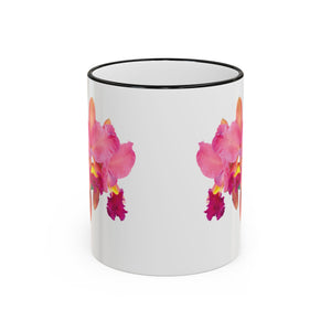 Accent Rim & Handle Mug – Pink Orchids