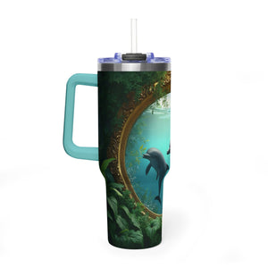 40 oz Tumbler ~ Dolphin Duo Ocean, Insulated