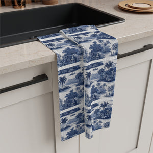 Tropical Microfiber Coffee/Tea Towel ~ Blue Coastal Toile