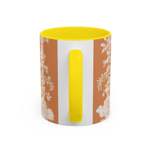 Accent Color Coffee Mug (11, 15oz), Pearl Lady Toile/Melon