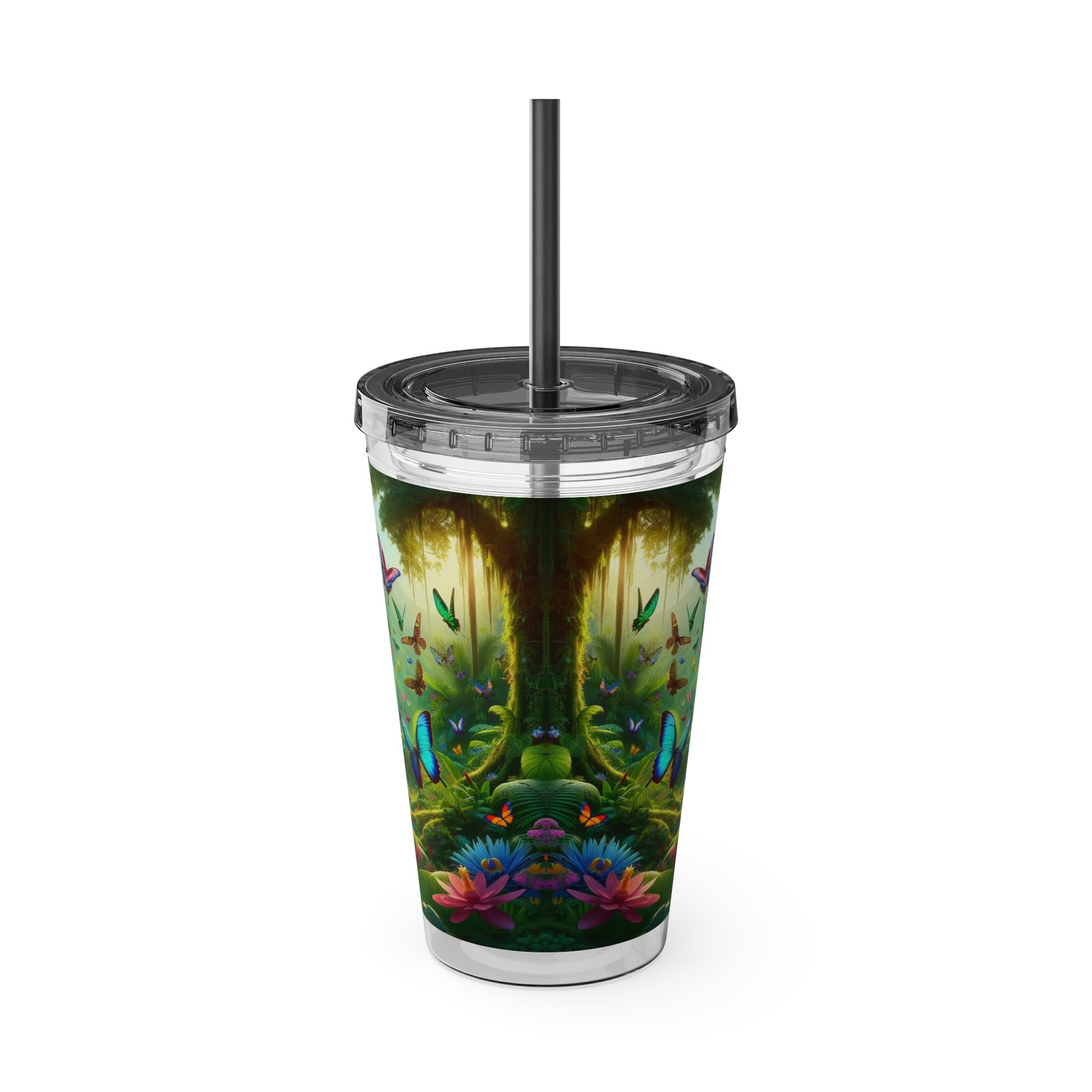 Tropical Tumbler with Straw | 16 oz: Butterflies in a Dell