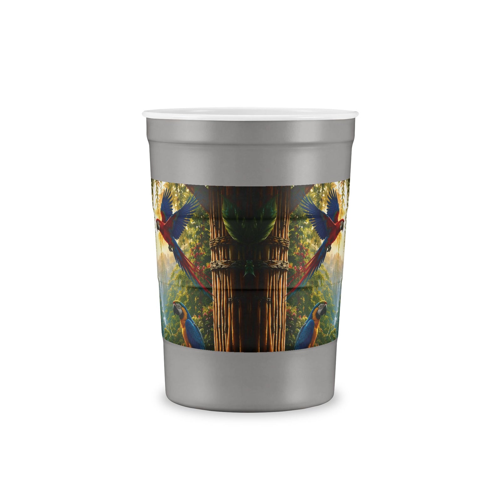 Tropical Rainforest Parrot Steel Cup, 16 oz. — Recyclable Insulated Tumbler