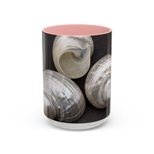 Accent Color Coffee Mug (11, 15oz), 8 Colors - White Nautilus Trio/Black, Large