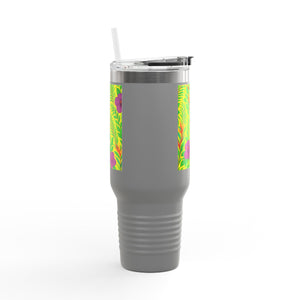 Midnight Flower Yellow Insulated Travel Mug - 40oz - Perfect for Outdoor Adventures