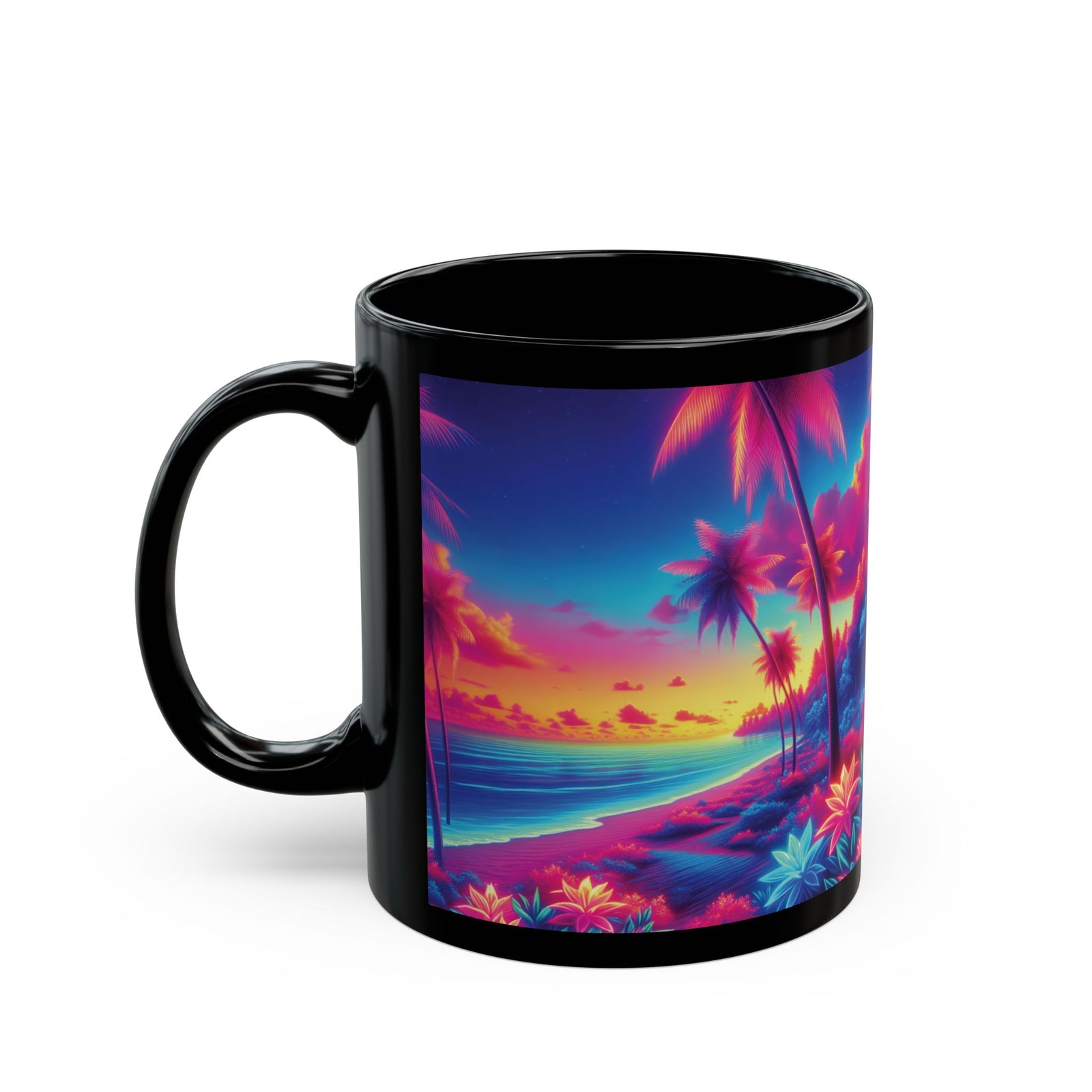 Black Coffee Mug - Glorious Skies Tropical Beach