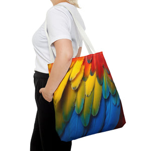 Tropical Macaw Parrot Feathers Tote Bag - Colorful Design, 3 Sizes
