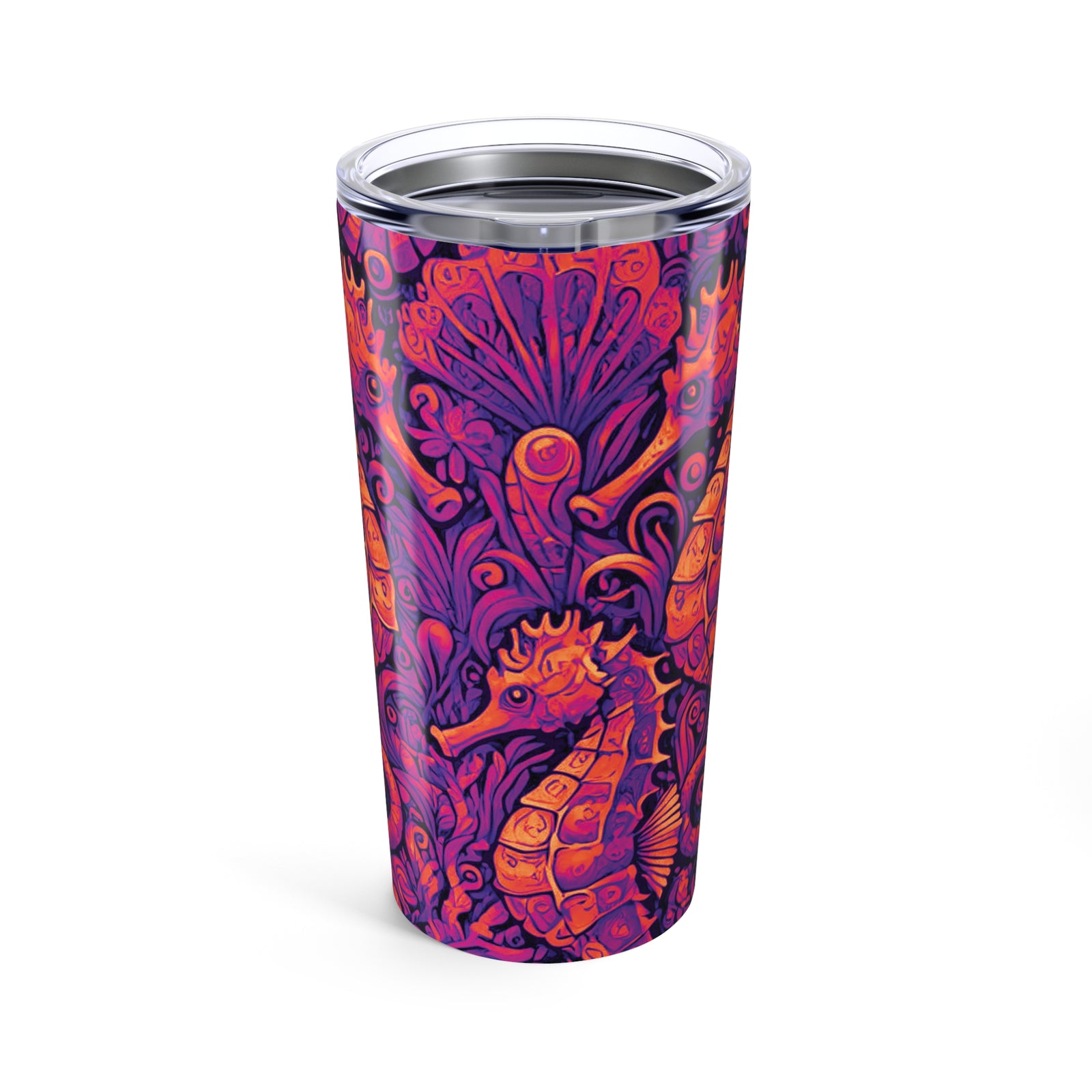 20oz Tropical Glossy Tumbler, Stainless Steel / Seahorse Trio, Heatwave
