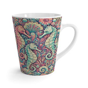 Latte White Mug - Seahorses, Retro