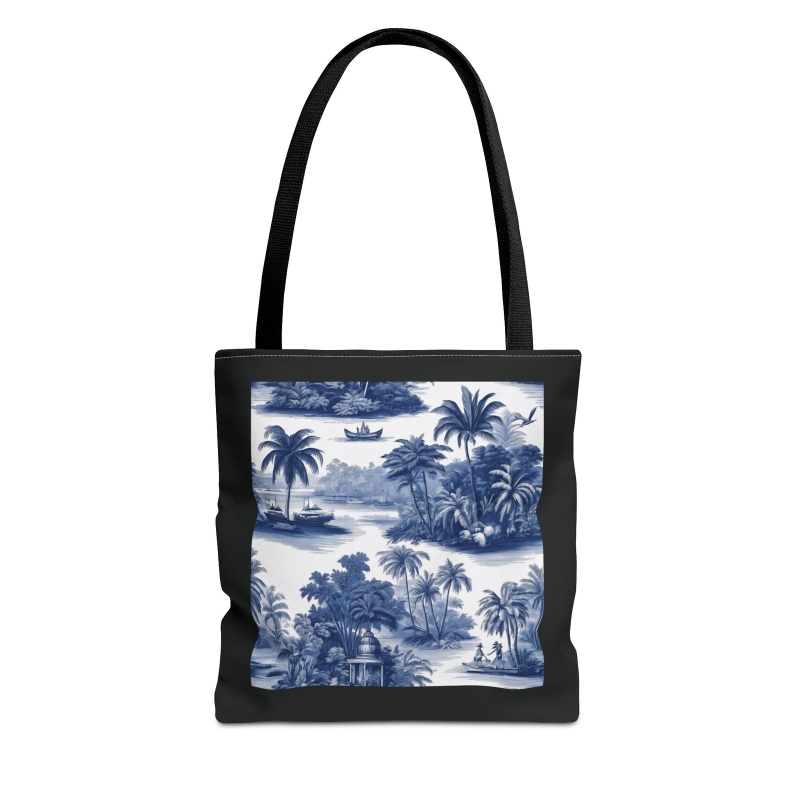 Coastal Toile Tote Bag, Blue — 3 Sizes