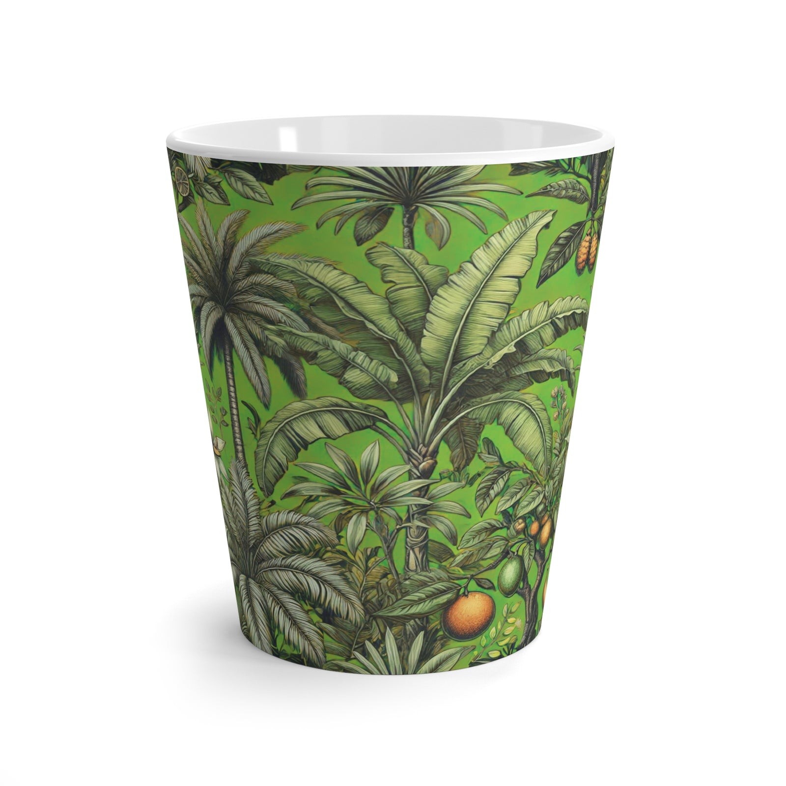 Latte White Mug - Tropical Fruit, Green