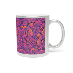 Tropical Metallic Mug, Gold or Silver - Seahorse Trio, Heatwave