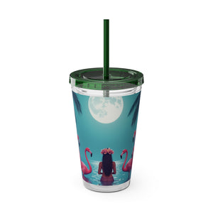 Tropical Tumbler with Straw | 16 oz: Moonlit Mermaid and Flamingos