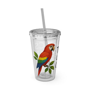 Tropical Tumbler with Straw | 16oz: Tropics Lifestyle Coffee Parrot Logo
