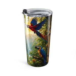 20oz Tropical Jungle Tumbler – Parrot & Waterfall Insulated Travel Cup