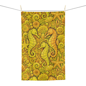 Tropical Microfiber Coffee/Tea Towel – Seahorse Trio, Yellow