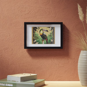 Framed Coffee Art Print — Tropical Toucan Poster for Home Decor