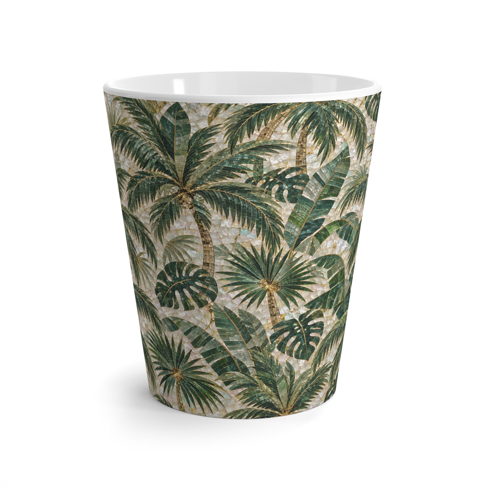 Tropical Palm Latte Mug — Palms Mosaic Coffee Cup