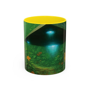 Accent Coffee Mug (11, 15oz), 8 Colors - UFO and Jaguars