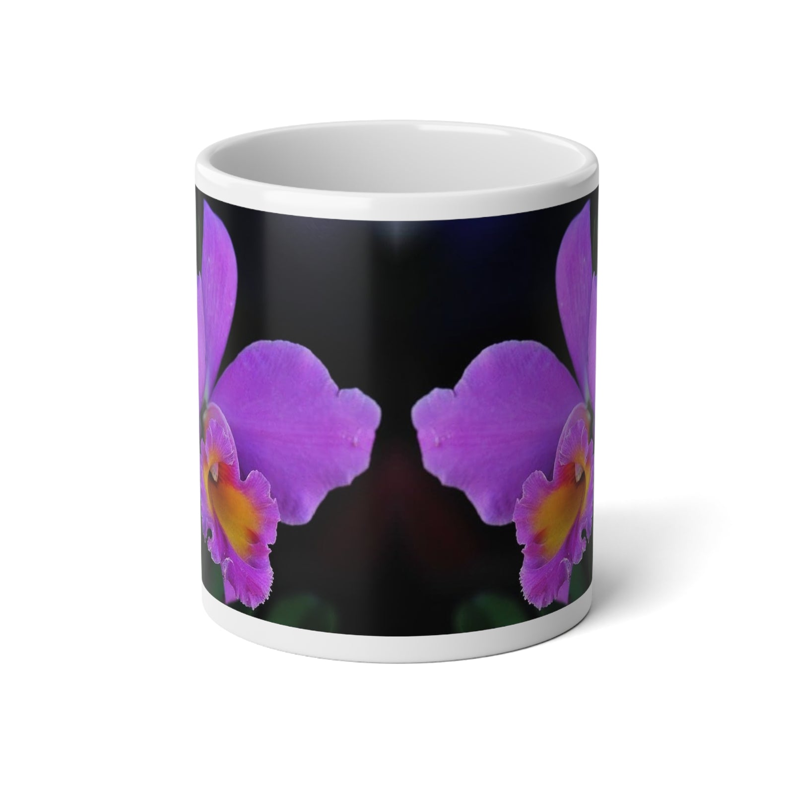Floral Purple Orchid Jumbo Mug, 20oz | Tropical Coffee Cup, Gift for Plant Lovers
