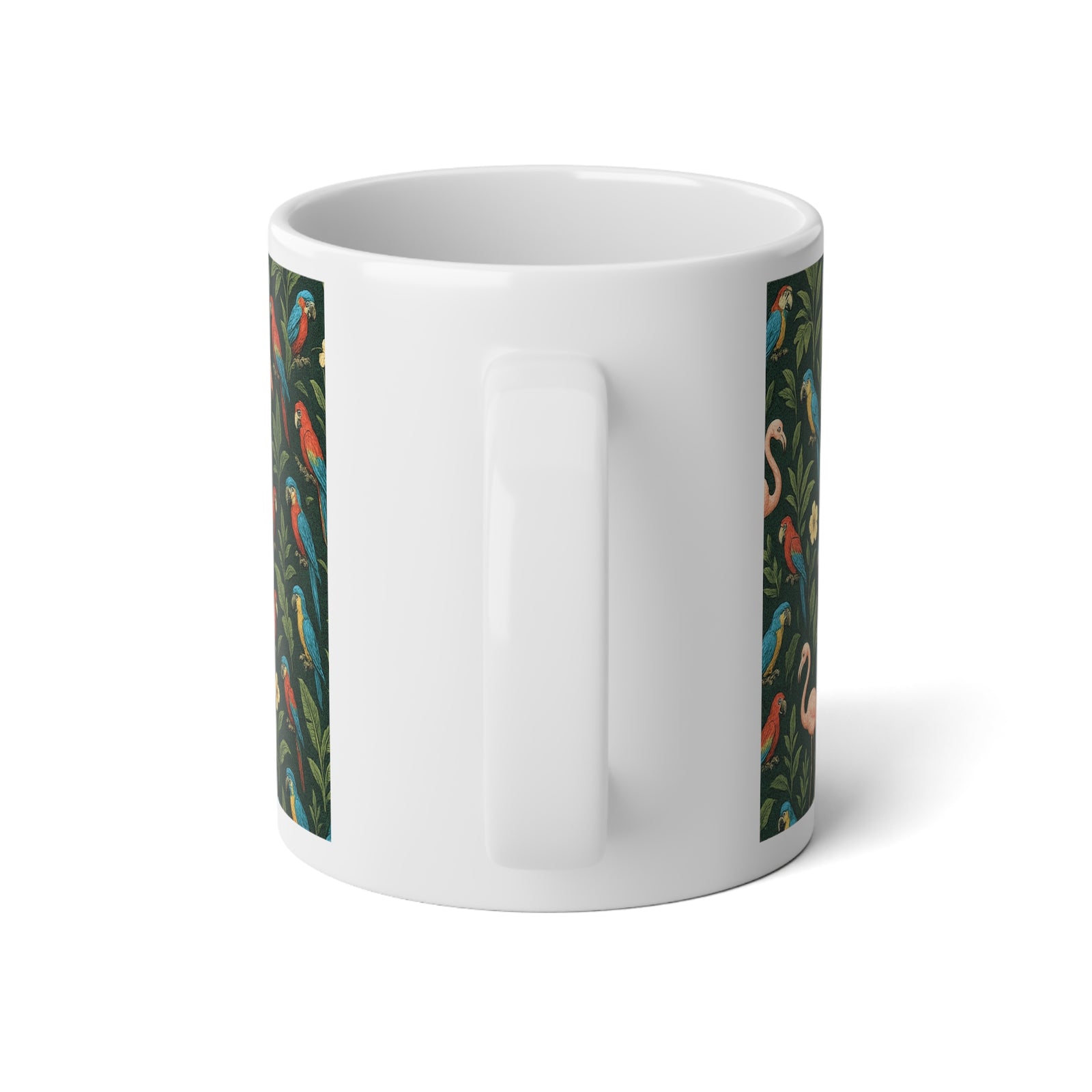 Jumbo Mug, 20oz, Flamingos and Parrots | Tropical Coffee Cup